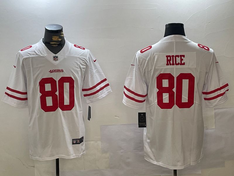 Men San Francisco 49ers #80 Rice White Second generations 2024 Nike Limited NFL Jersey style 1->->